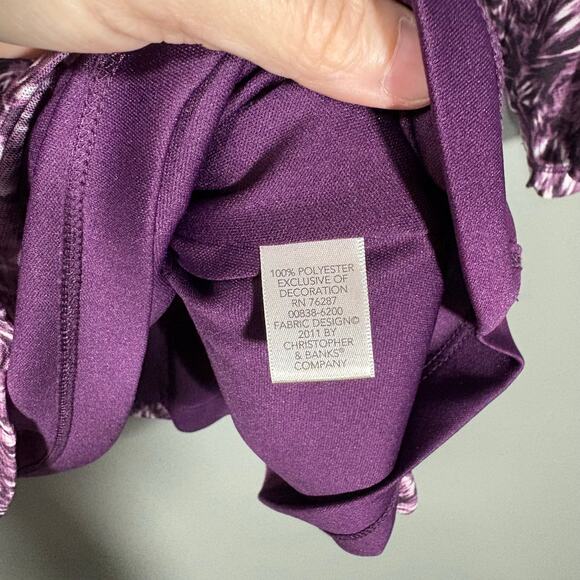 CJ Banks Purple Sequin Front Patterned Fully Lined Top - Size 2X - Women's Plus - Picture 7 of 8